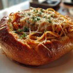 Spaghetti Garlic Bread Bowls