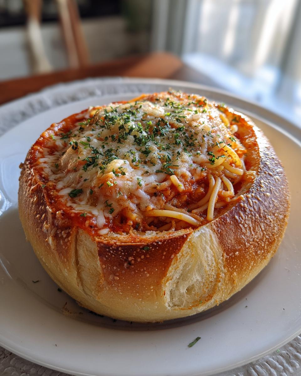 Spaghetti Garlic Bread Bowls - detail 2