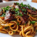 Sweet and Spicy Garlic Steak Pasta