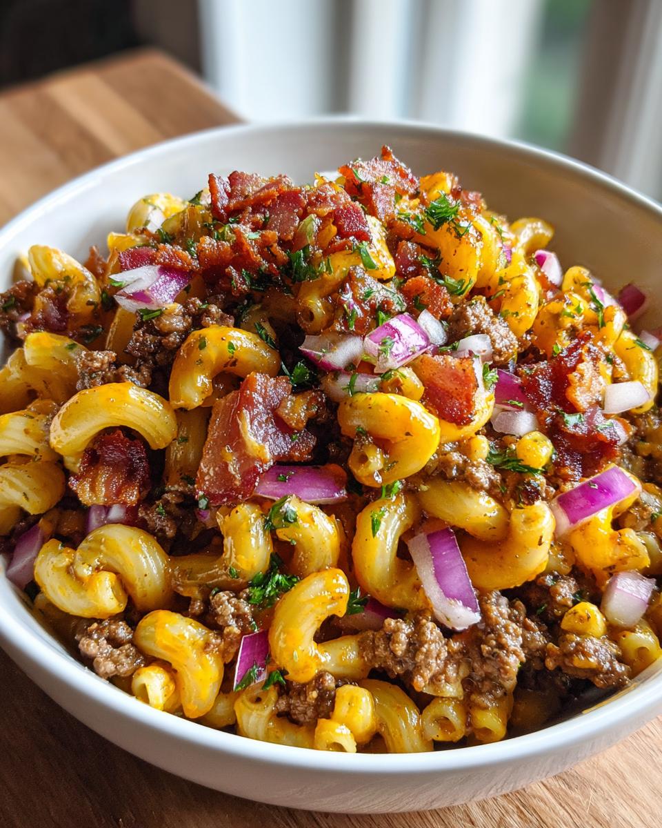 bbq bacon cheeseburger pasta salad - detail 2