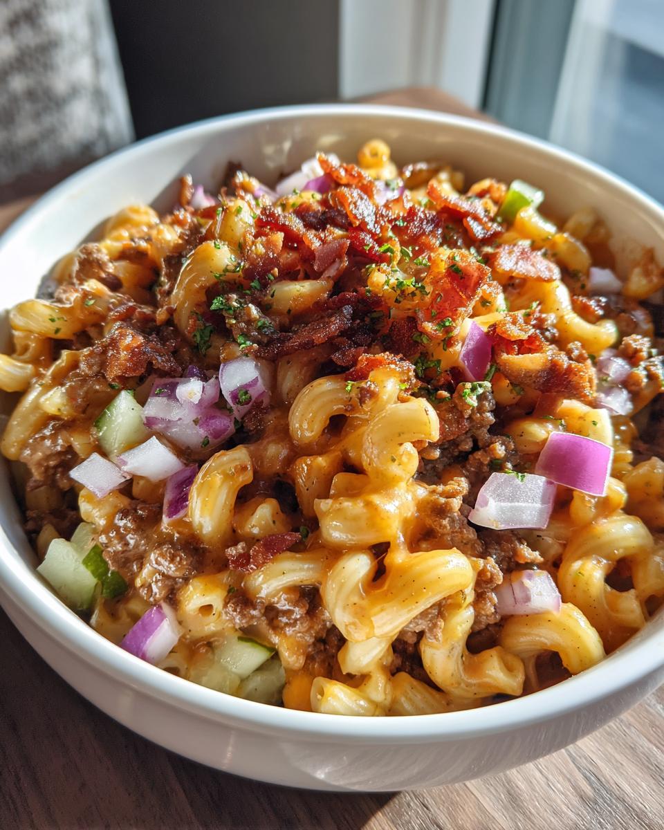 bbq bacon cheeseburger pasta salad - detail 3