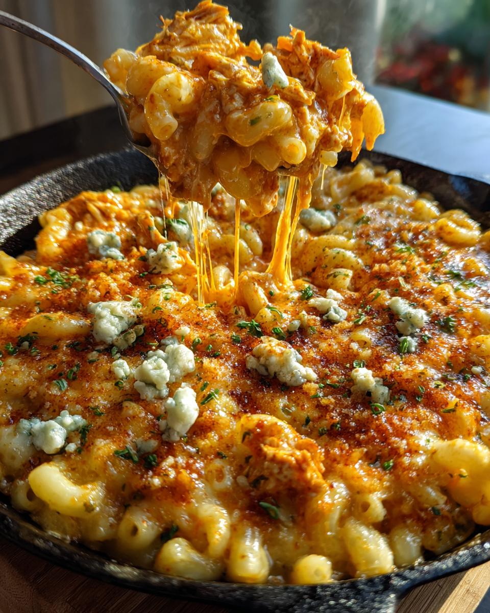 buffalo chicken mac and cheese skillet - detail 2
