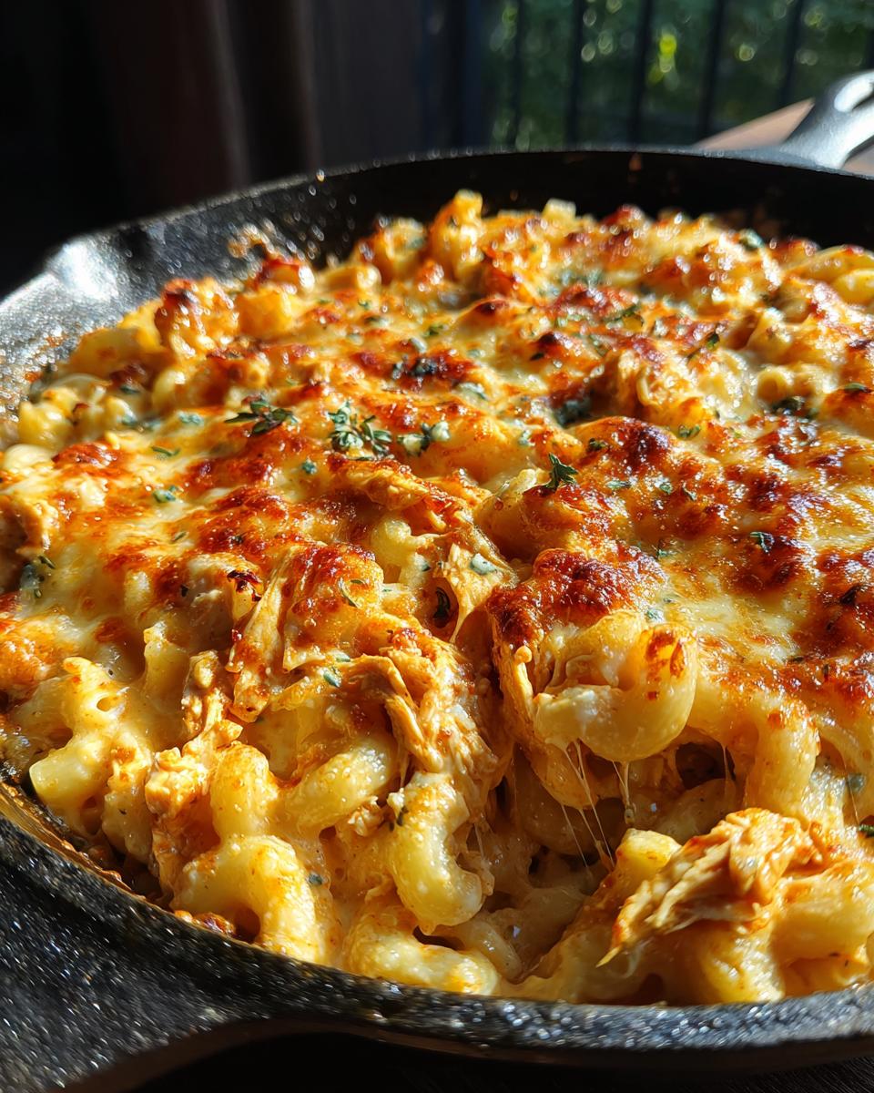 buffalo chicken mac and cheese skillet - detail 3