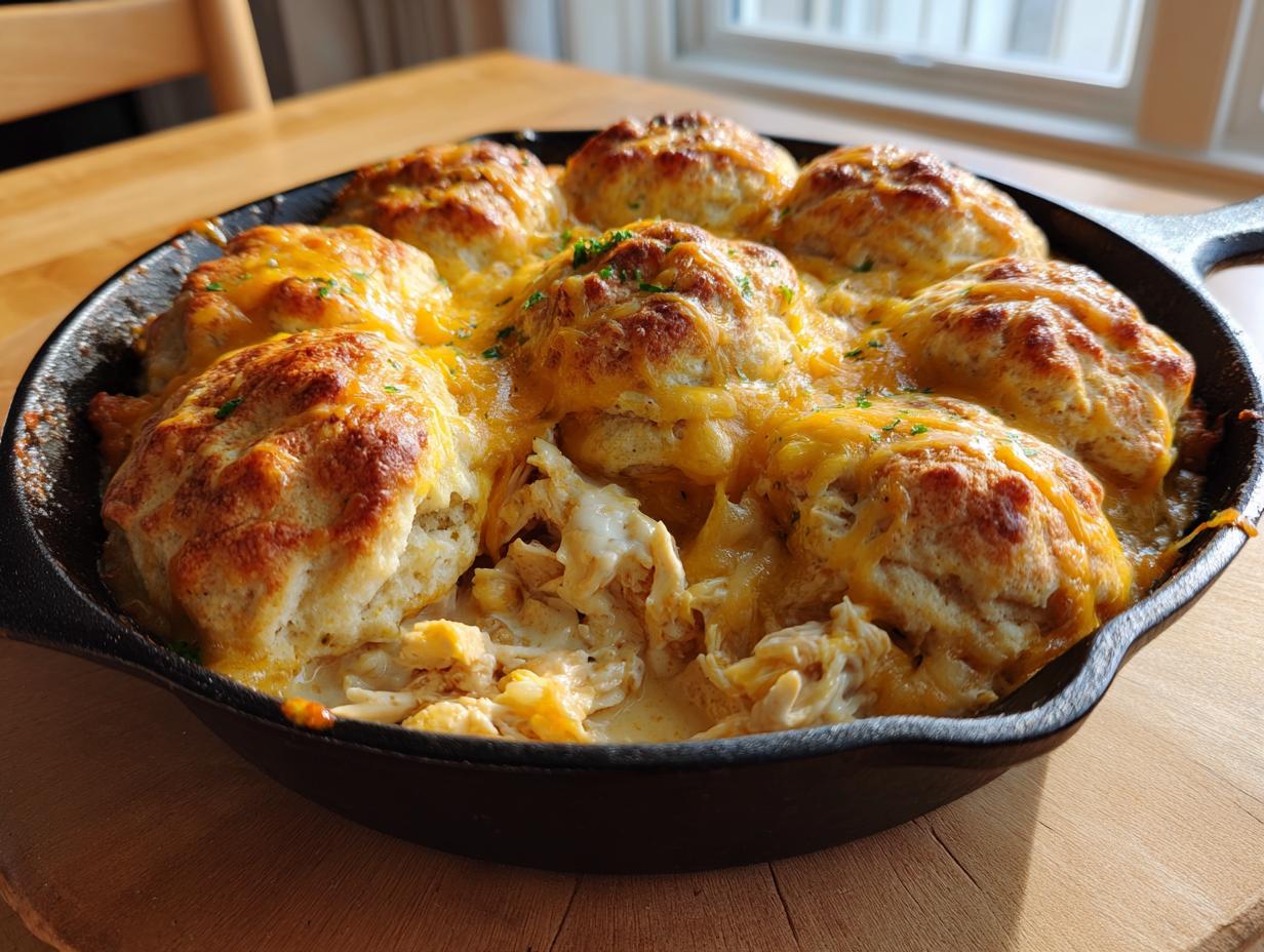 Irresistible 30-Minute Cheesy Chicken Biscuit Dump Skillet Bliss