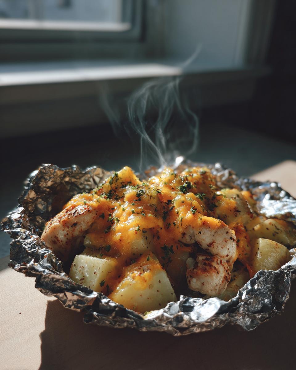 cheesy ranch chicken and potato foil packets - detail 1