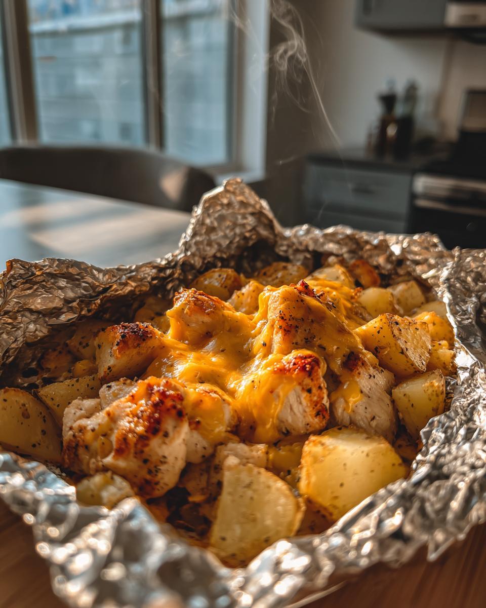 cheesy ranch chicken and potato foil packets - detail 3