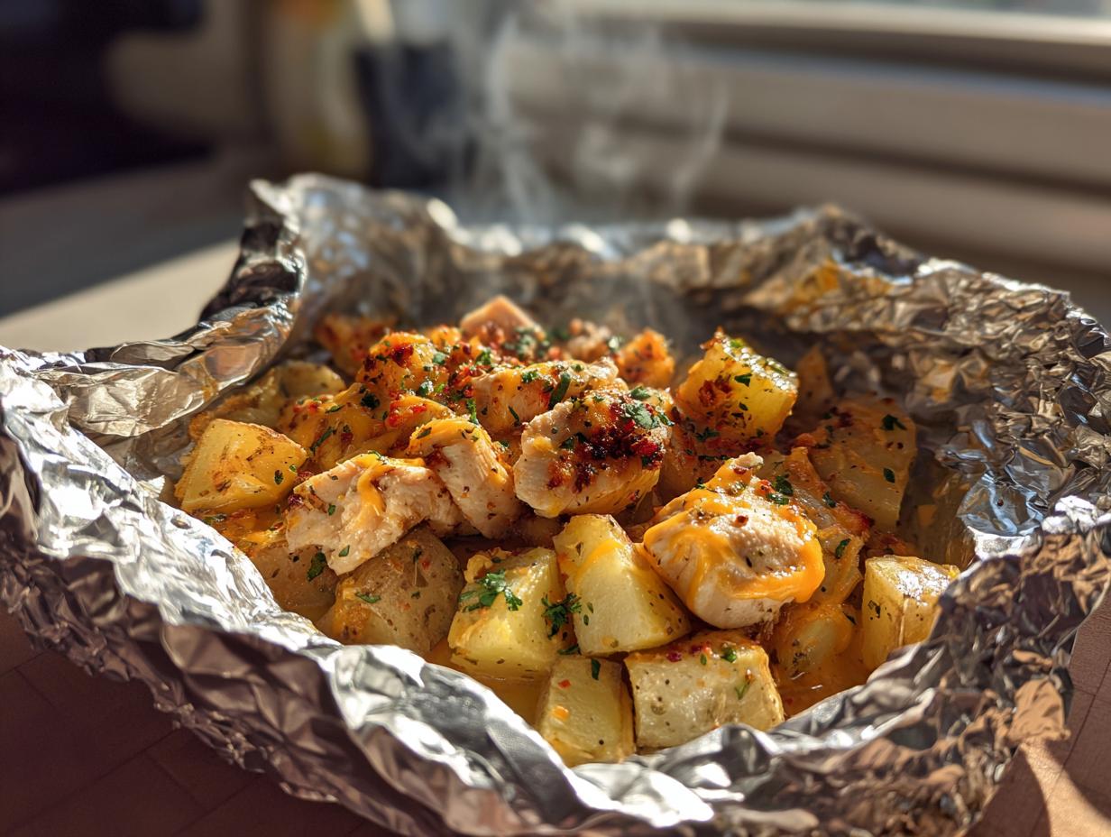 35-Minute Cheesy Ranch Chicken and Potato Foil Packets – Irresistible!