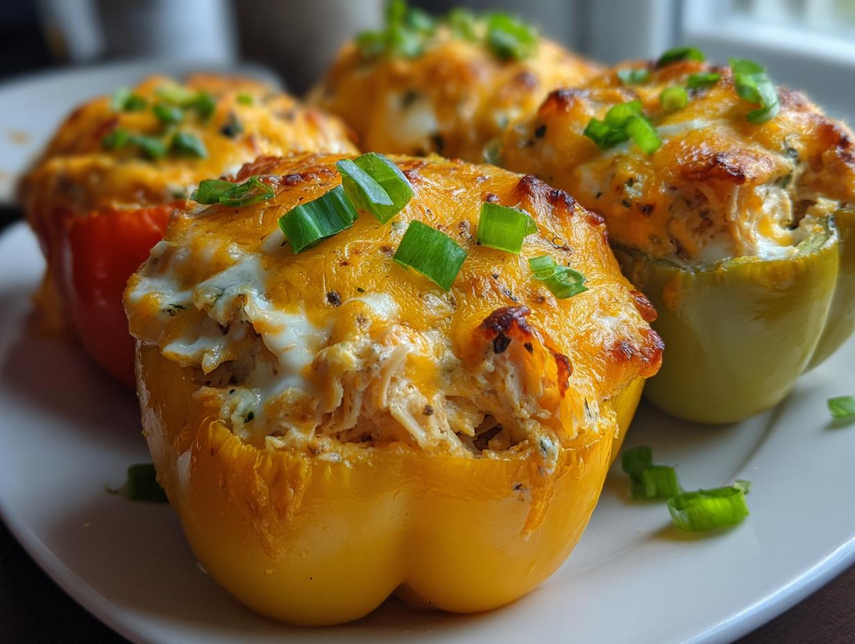cheesy ranch chicken stuffed peppers