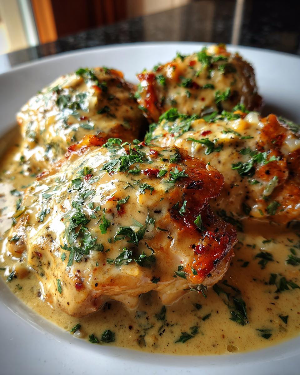 creamy garlic parmesan chicken thighs - detail 1