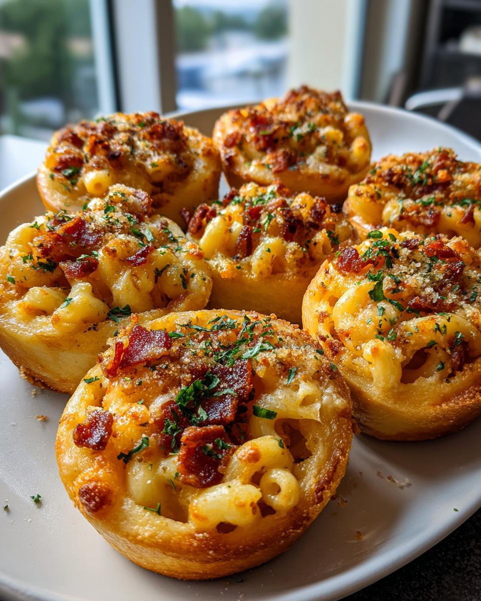 crispy bacon mac cheese loaded pizza rolls - detail 1