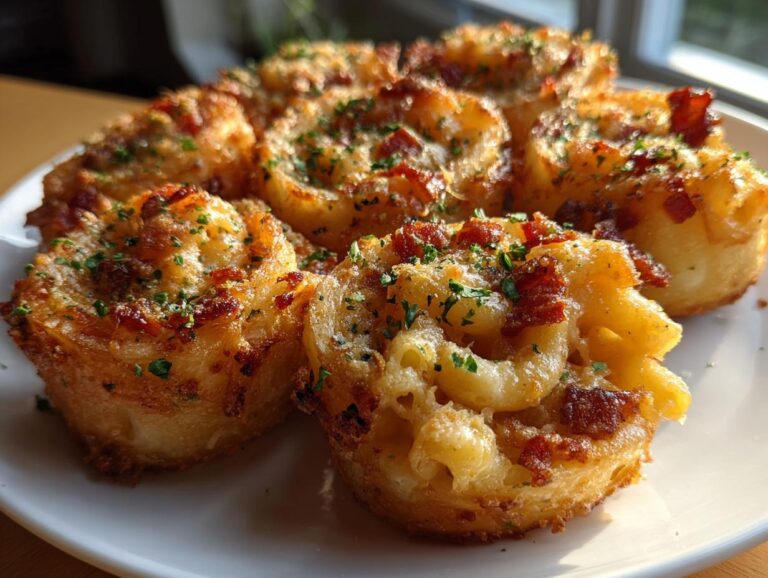 crispy bacon mac cheese loaded pizza rolls