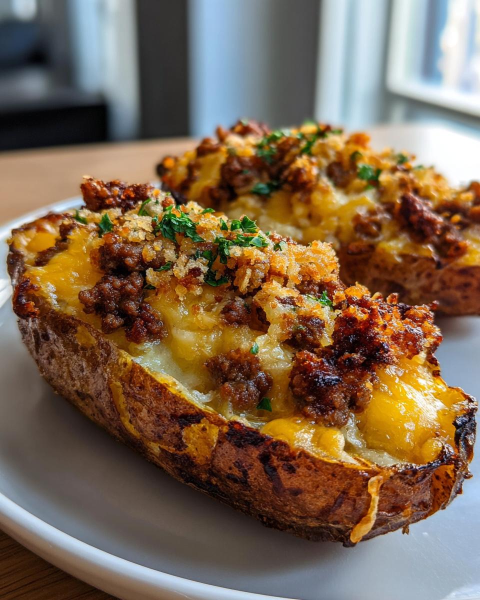 crunchy garlic cheesy beef potato skins - detail 1