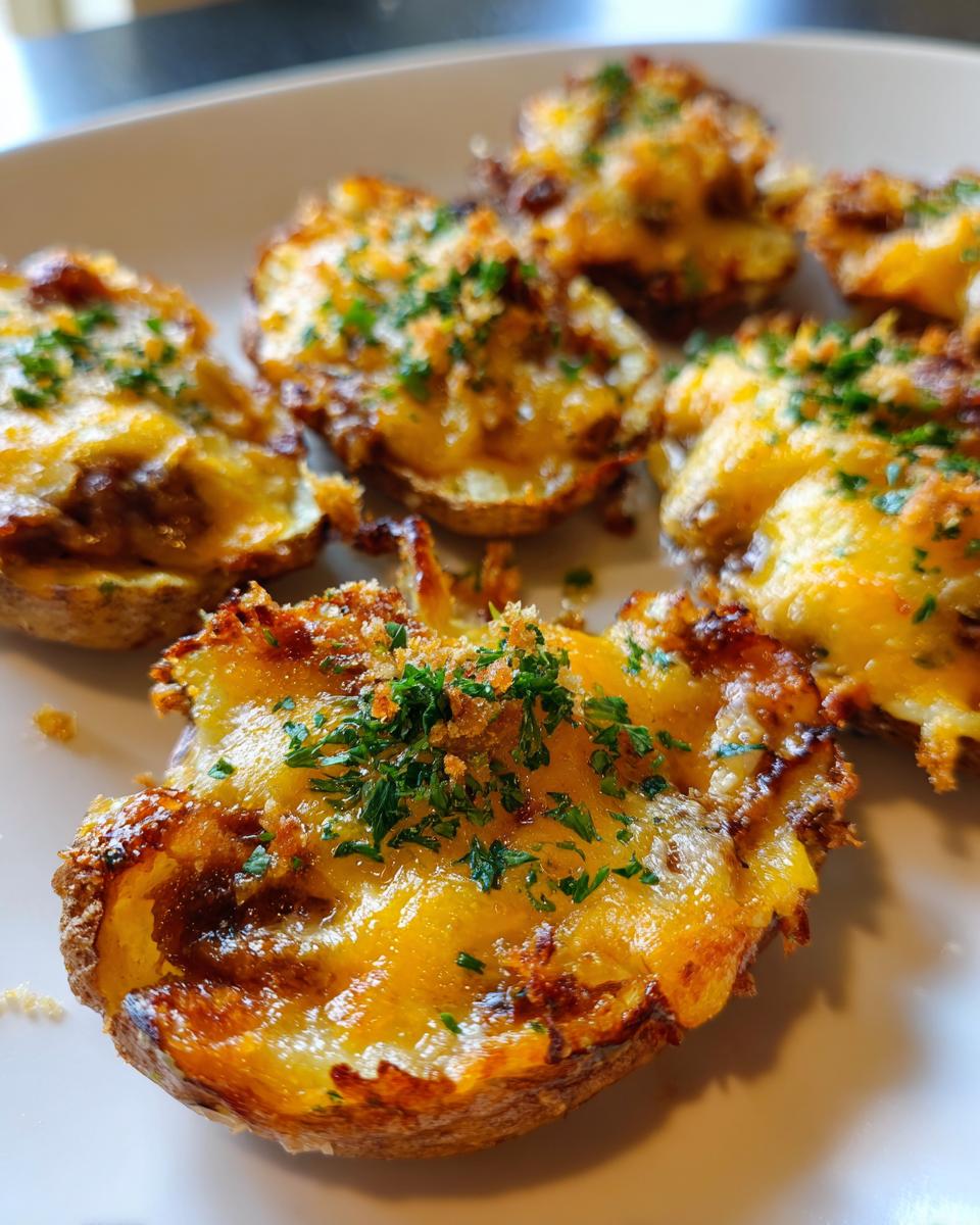crunchy garlic cheesy beef potato skins - detail 3