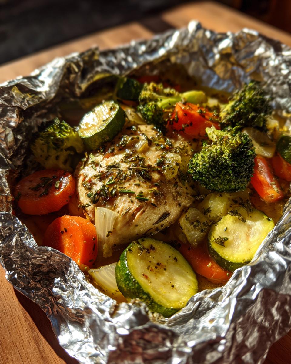 foil packet garlic herb chicken veggies - detail 1