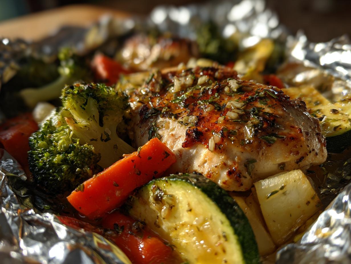 Juicy 30-Minute Foil Packet Garlic Herb Chicken Veggies You’ll Crave