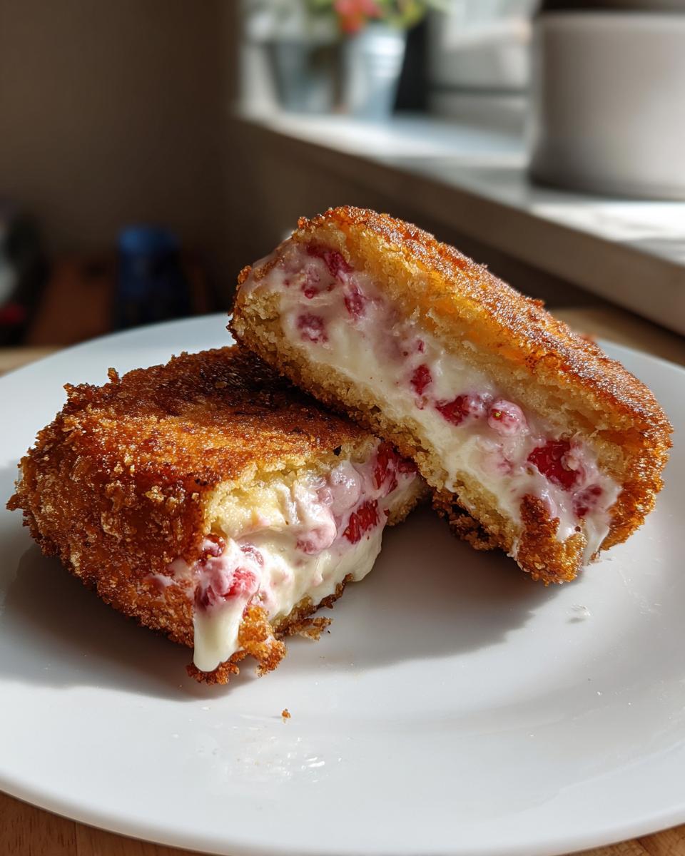 fried strawberry cheesecake sandwiches - detail 3