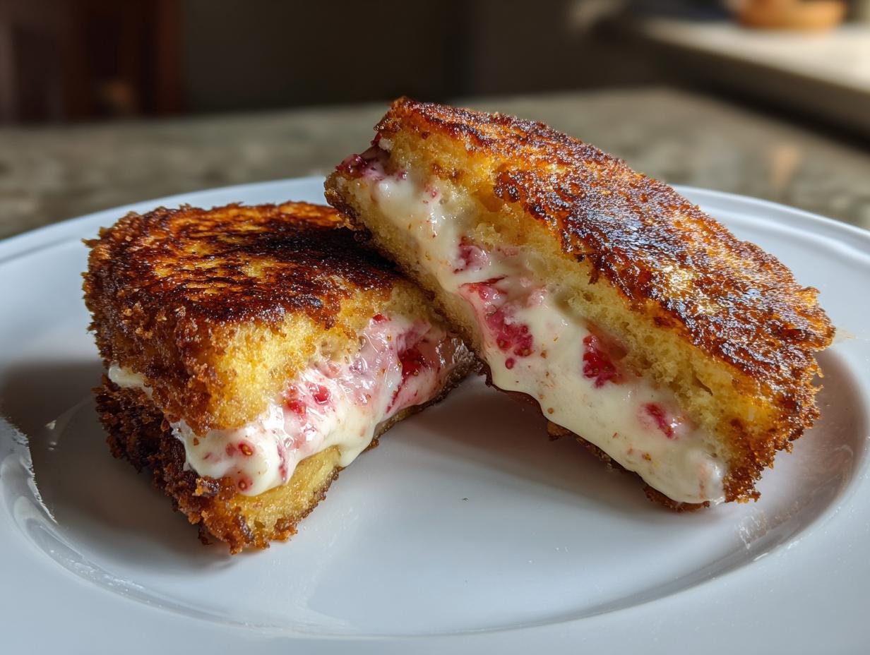 fried strawberry cheesecake sandwiches