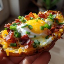 Crispy 4-Ingredient Loaded Breakfast Potato Skins You’ll Crave