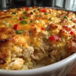loaded cheesy chicken and rice bake