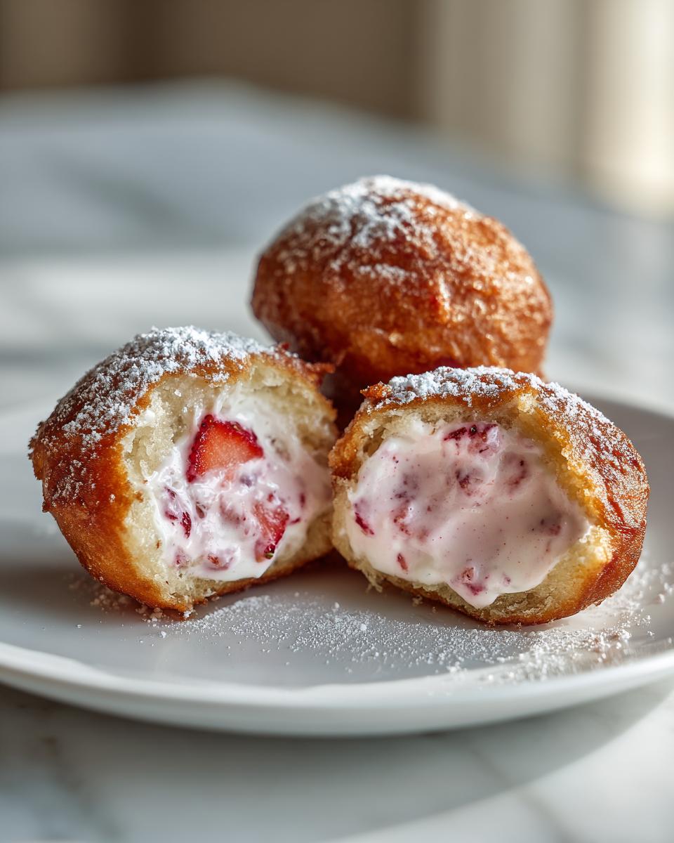 strawberry cheesecake stuffed donuts - detail 1