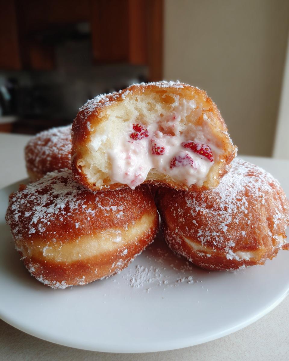 strawberry cheesecake stuffed donuts - detail 2