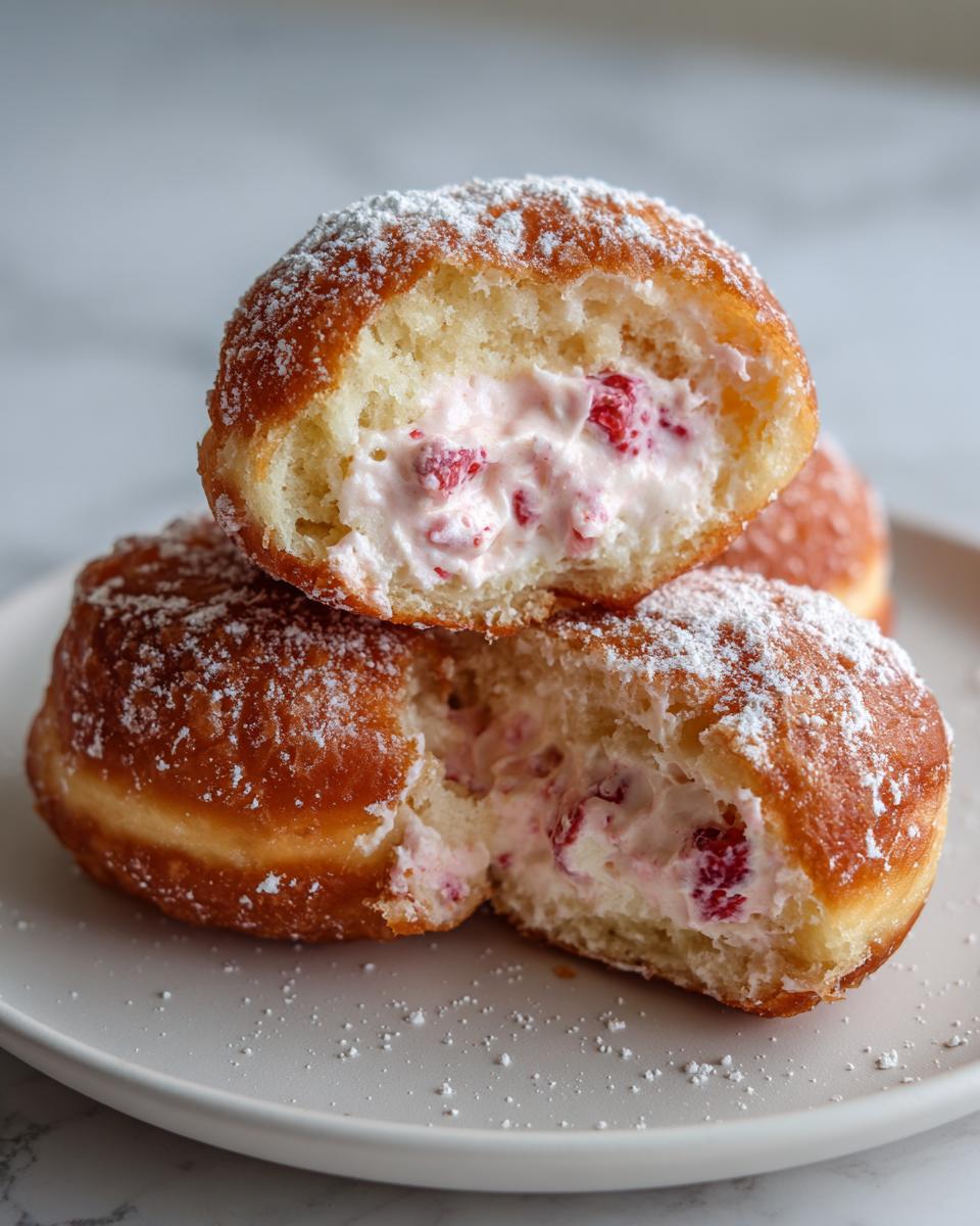 strawberry cheesecake stuffed donuts - detail 3