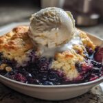 Blueberry Cobbler with White Peach Ice Cream