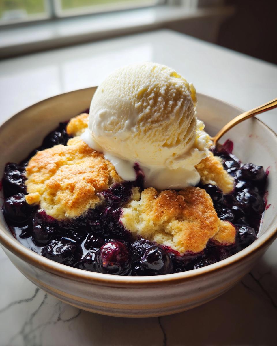 Blueberry Cobbler with White Peach Ice Cream - detail 2