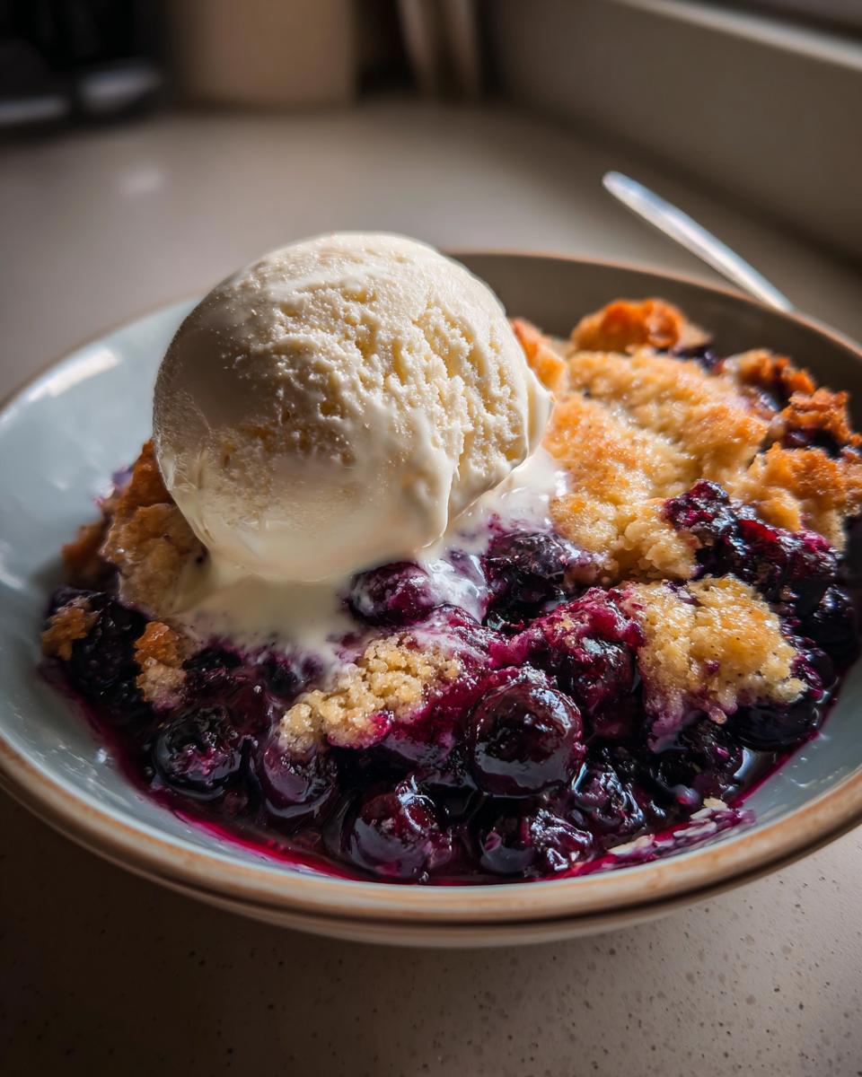 Blueberry Cobbler with White Peach Ice Cream - detail 3