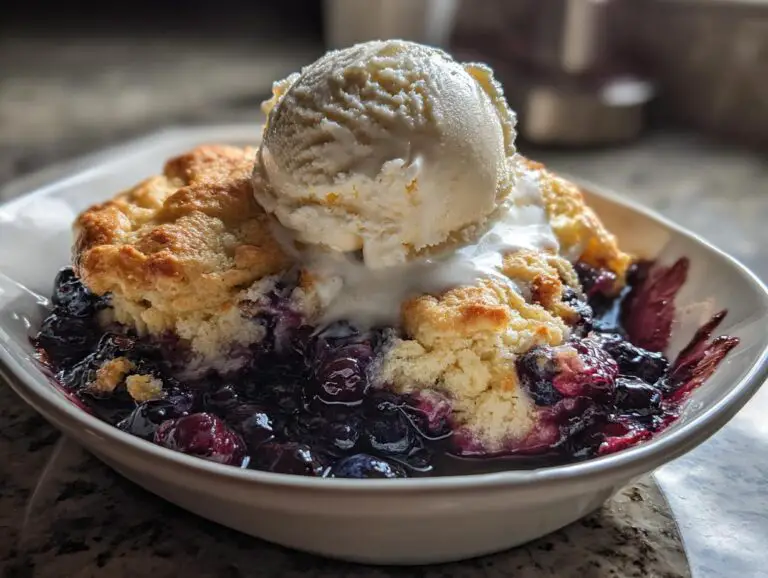 Blueberry Cobbler with White Peach Ice Cream