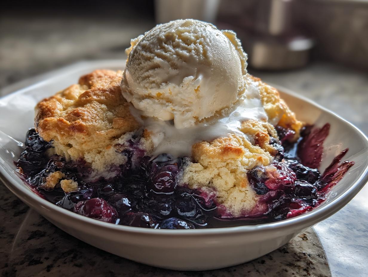 Ultimate Blueberry Cobbler with White Peach Ice Cream – 4 Secret Tweaks