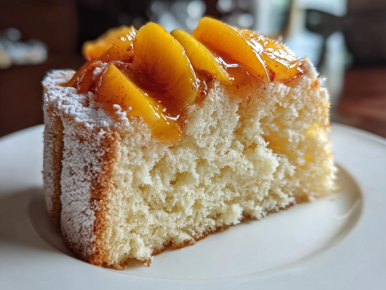 Zesty 10 Minute Citrus Angel Food Cake with Peaches
