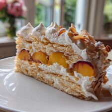 Dreamy Dacquoise with Peaches and Cream in 4 Easy Steps