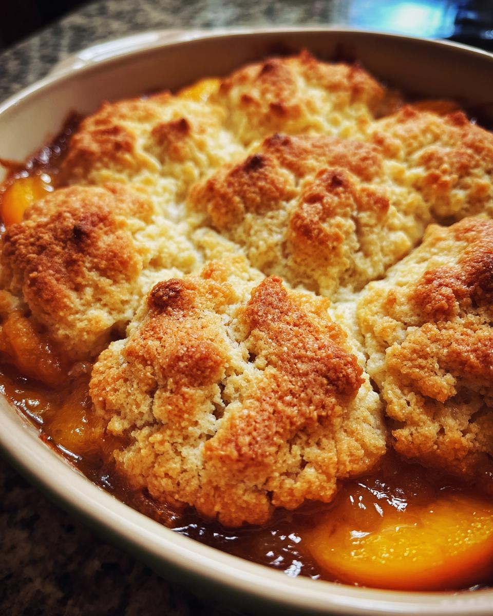 Peach Cobbler with Brown Butter Biscuit Topping - detail 1
