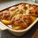 Peach Cobbler with Brown Butter Biscuit Topping