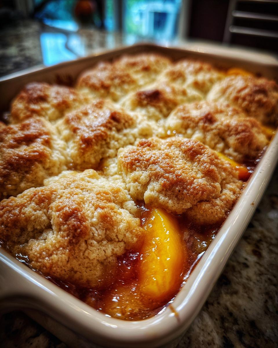 Peach Cobbler with Brown Butter Biscuit Topping - detail 3