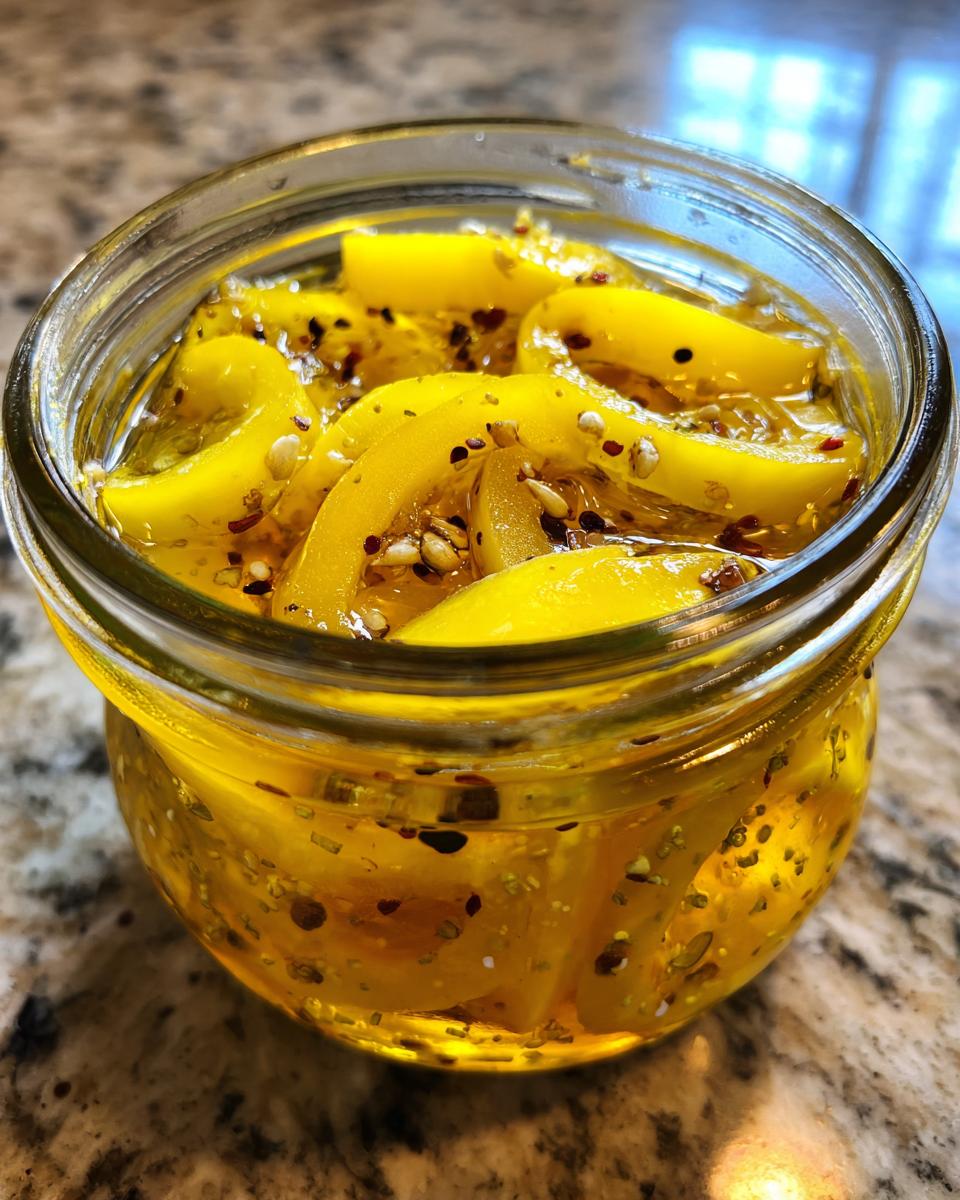 Quick Refrigerator Pickled Banana Peppers (with a Honey Brine) - detail 2