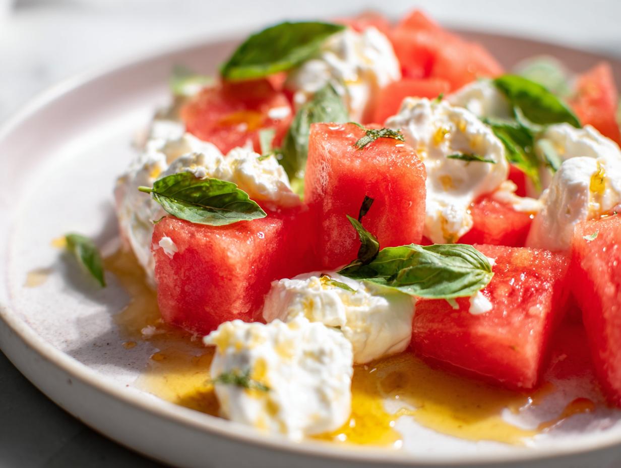 Watermelon & Hot Honey Burrata Salad: 10-Minute Bliss You Need Now