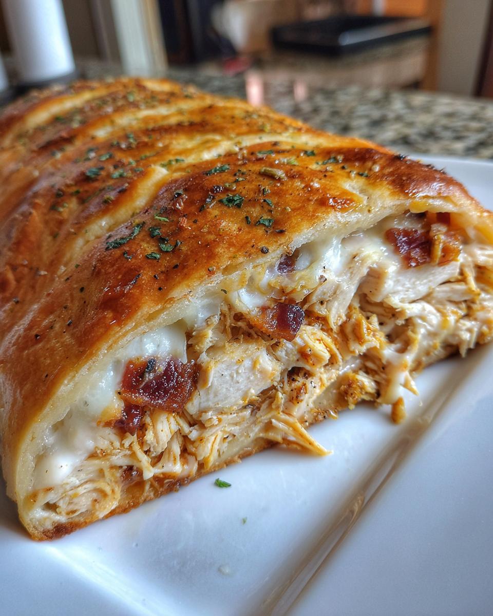bacon ranch chicken stromboli - detail 1