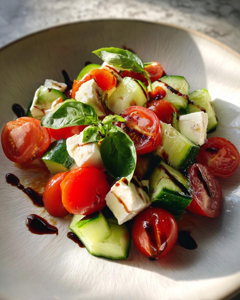 tomato cucumber mozzarella salad - detail 1