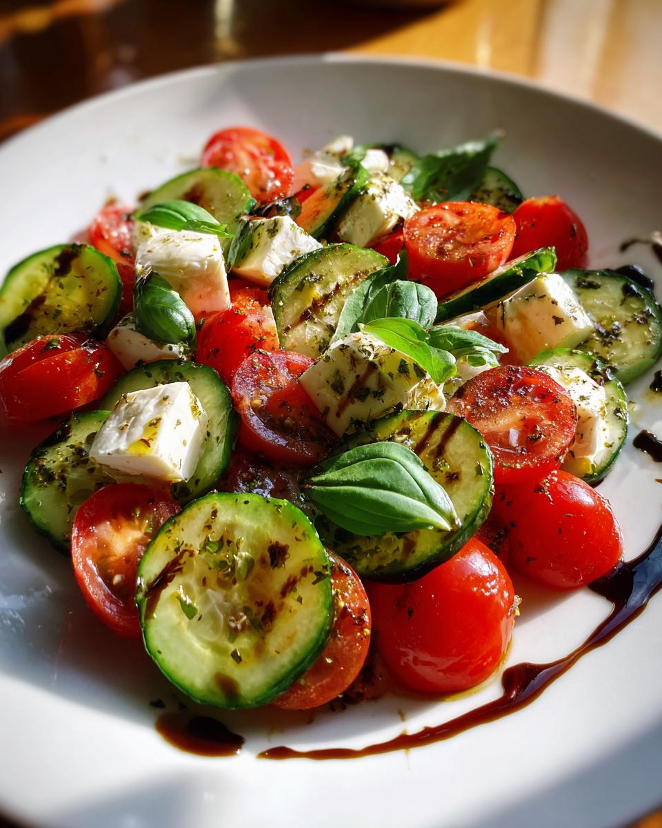 tomato cucumber mozzarella salad - detail 2