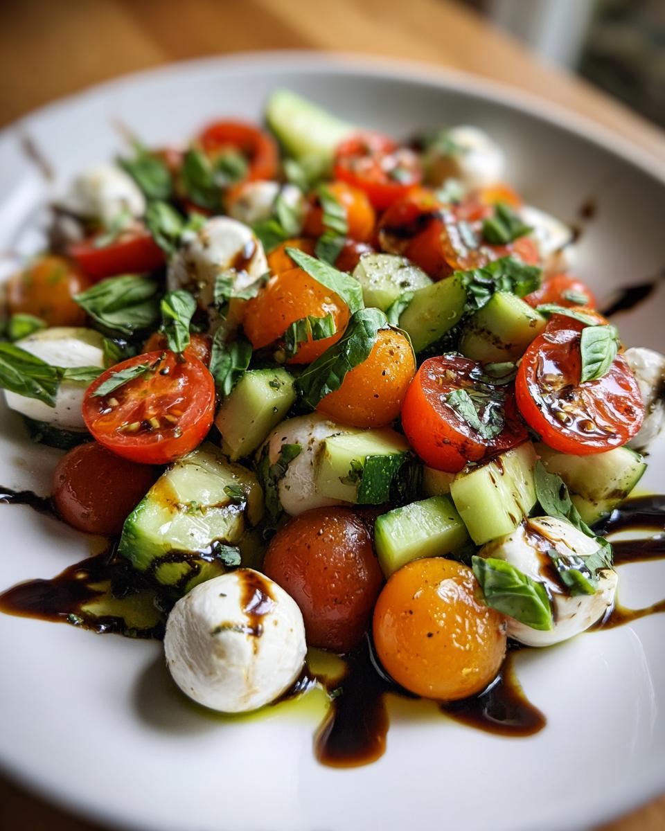 tomato cucumber mozzarella salad - detail 3