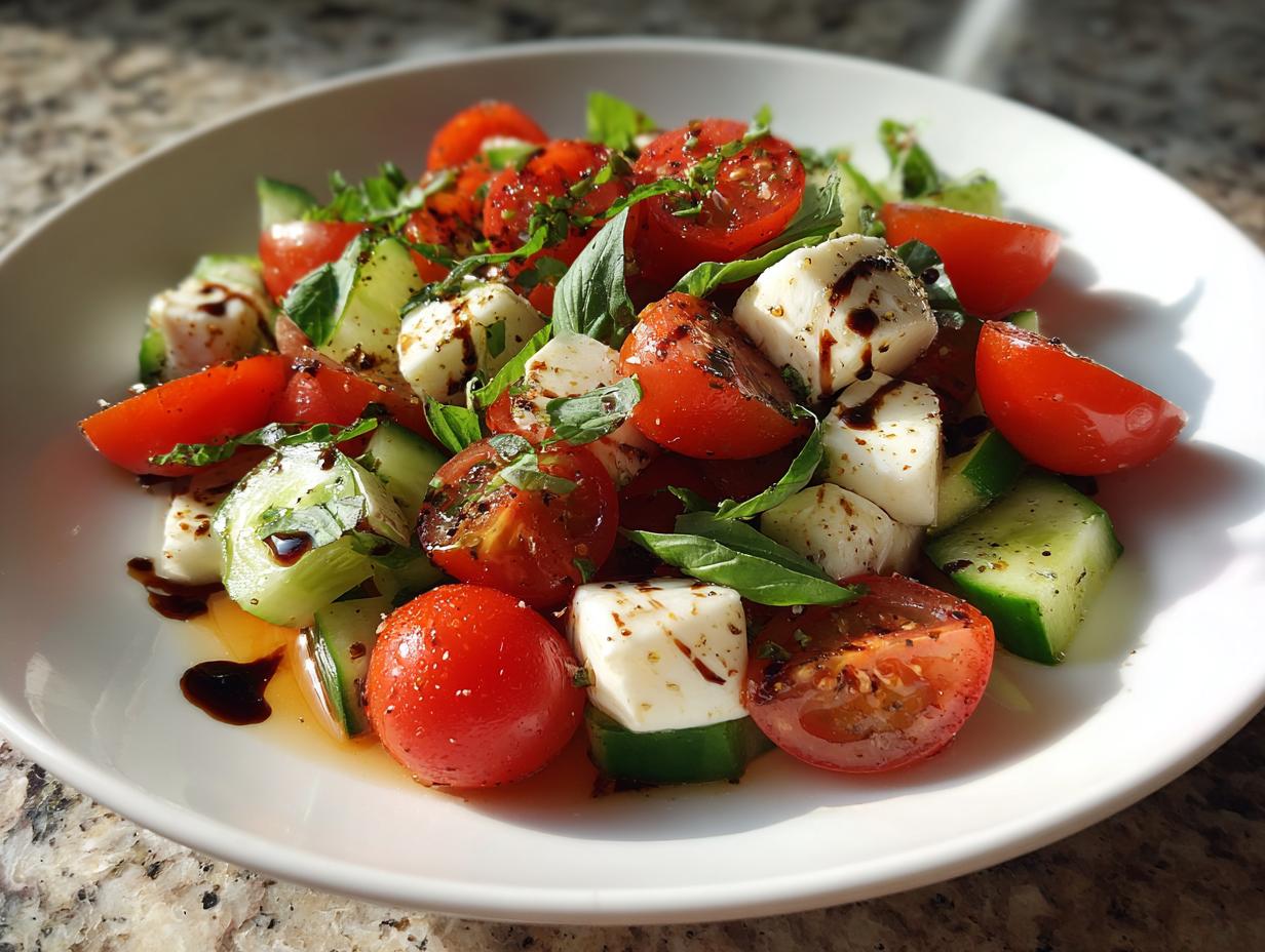 tomato cucumber mozzarella salad