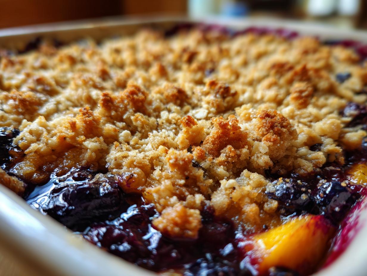 Irresistible Blueberry Peach Crumble Recipe in 3 Easy Steps