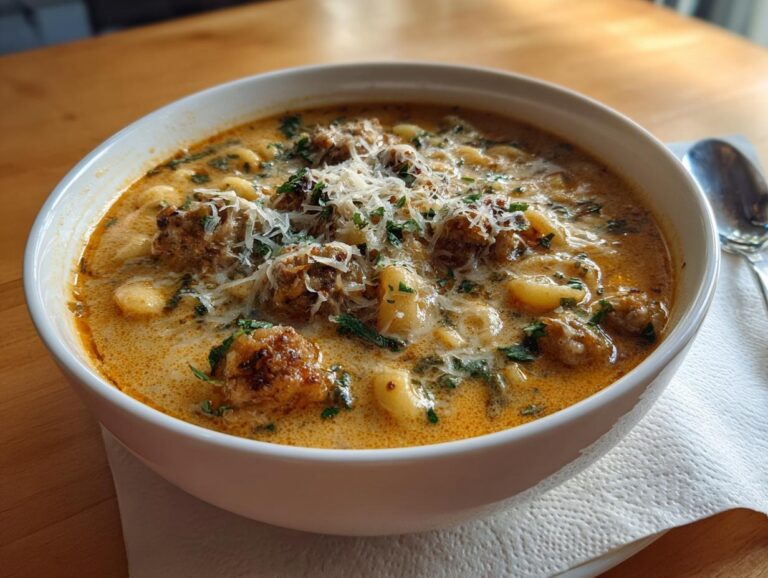 Creamy Parmesan Italian Sausage Ditalini Soup