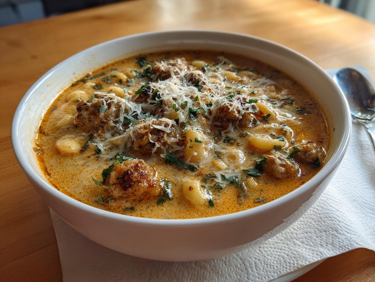 Creamy Parmesan Italian Sausage Ditalini Soup