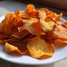 Crispy 2-Ingredient Healthy Air Fryer Sweet Potato Chips