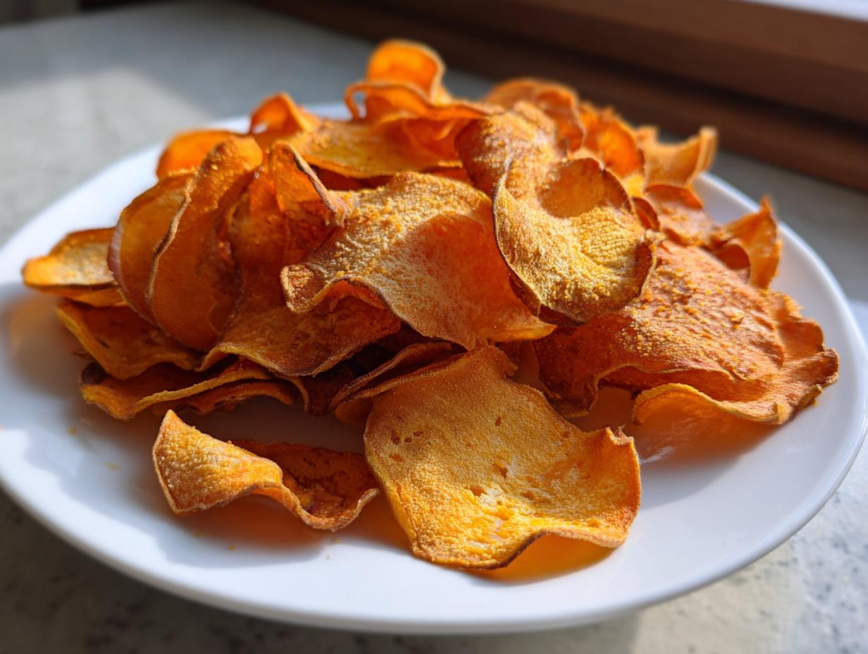 Crispy 2-Ingredient Healthy Air Fryer Sweet Potato Chips