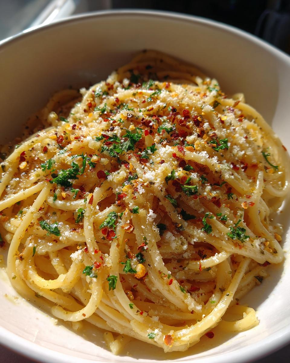 Italian Pasta with Garlic Olive Oil Sauce - detail 1