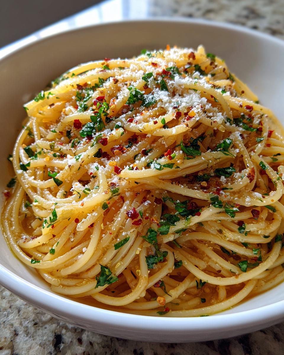 Italian Pasta with Garlic Olive Oil Sauce - detail 3